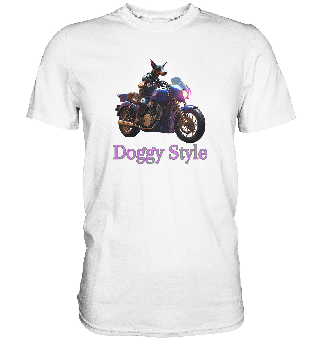 Doggy Style - Lustiges Motiv mit einem motorradfahrendem Hund. - Premium Shirt