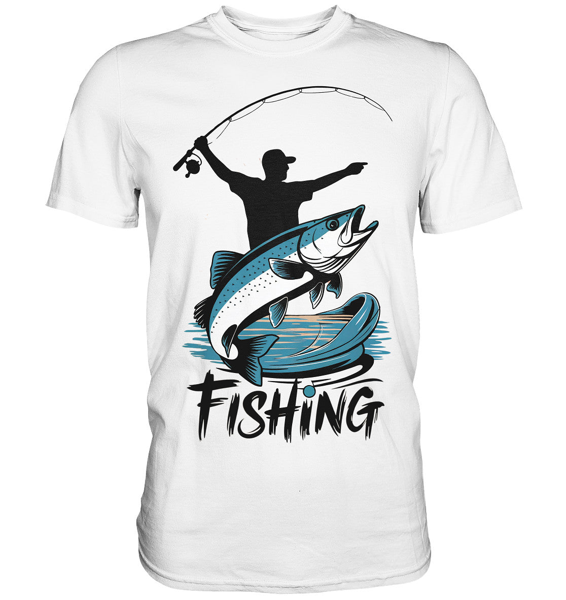 Angler T-Shirt – 'Fishing' Spruch mit stylischem Angler-Motiv für Angler auch als Geschenk für Angler - Premium Shirt