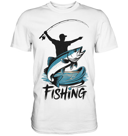 Angler T-Shirt – 'Fishing' Spruch mit stylischem Angler-Motiv für Angler auch als Geschenk für Angler - Premium Shirt