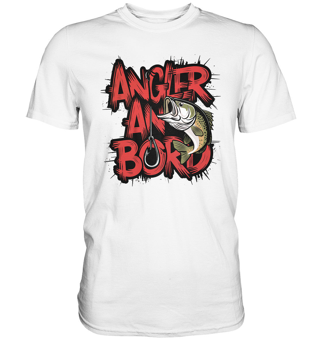 Angler an Bord - Stylisches T-Shirt mit coolem Fischmotiv und Schriftzug! - Premium Shirt