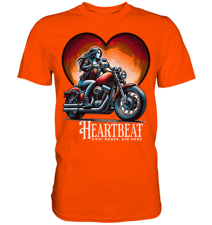 Heartbeat – Zwei Räder, Ein Herz. Cooles Design für Bikerinnen und Frauen auf dem Motorrad - Premium Shirt