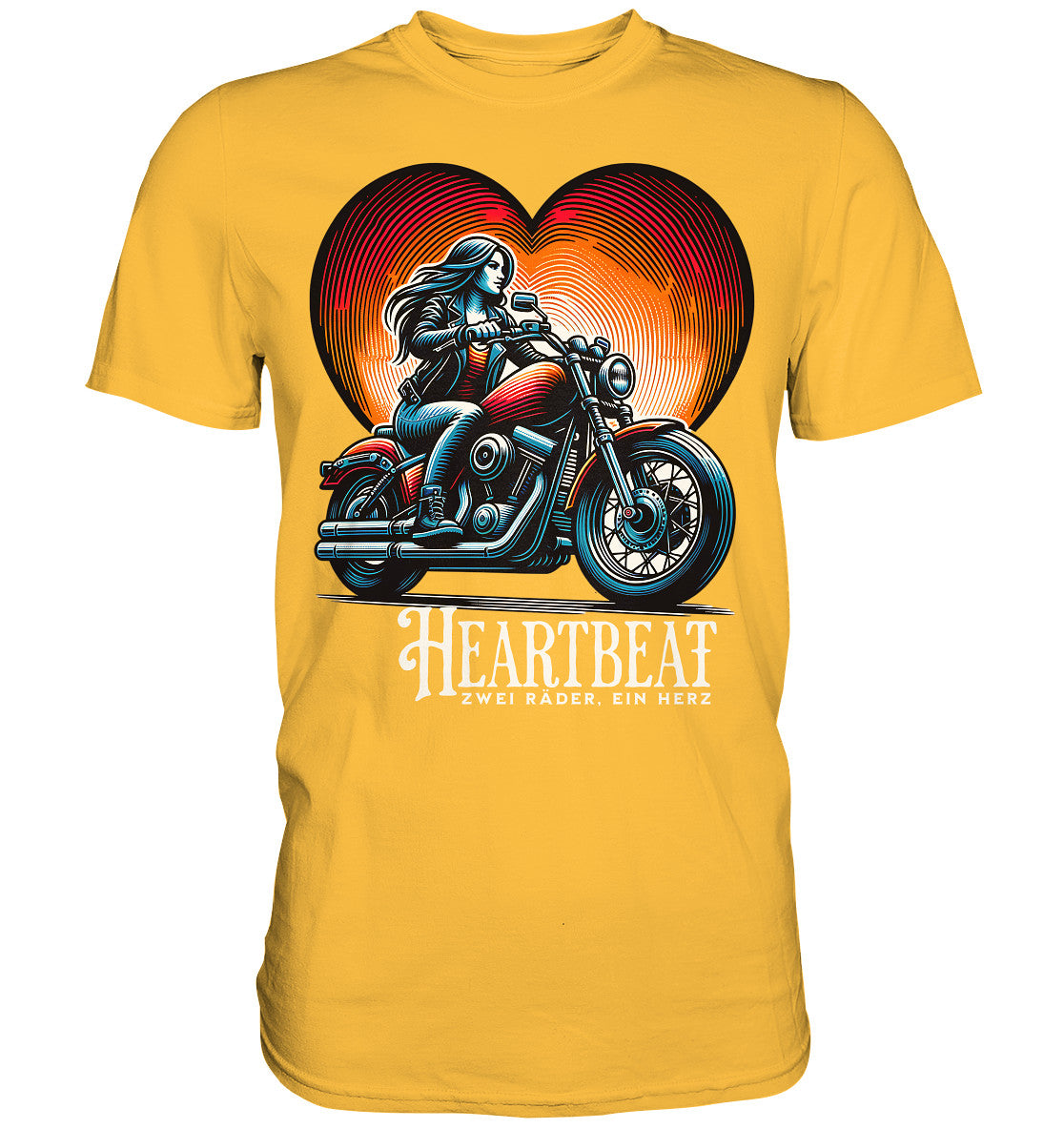 Heartbeat – Zwei Räder, Ein Herz. Cooles Design für Bikerinnen und Frauen auf dem Motorrad - Premium Shirt