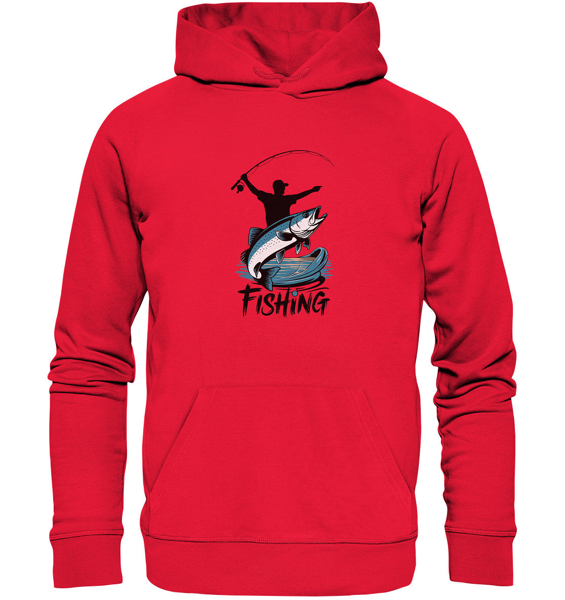 Angler-Hoodie - Beidseitig Bedruckt mit Angler-Motiv und Spruch 'Fishing' - Premium Unisex Hoodie