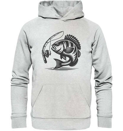 Hoodie 'Mir reichts ich gehe angeln' mit Fisch und Angelrute Motiv - Beidseitig bedruckt - Premium Unisex Hoodie