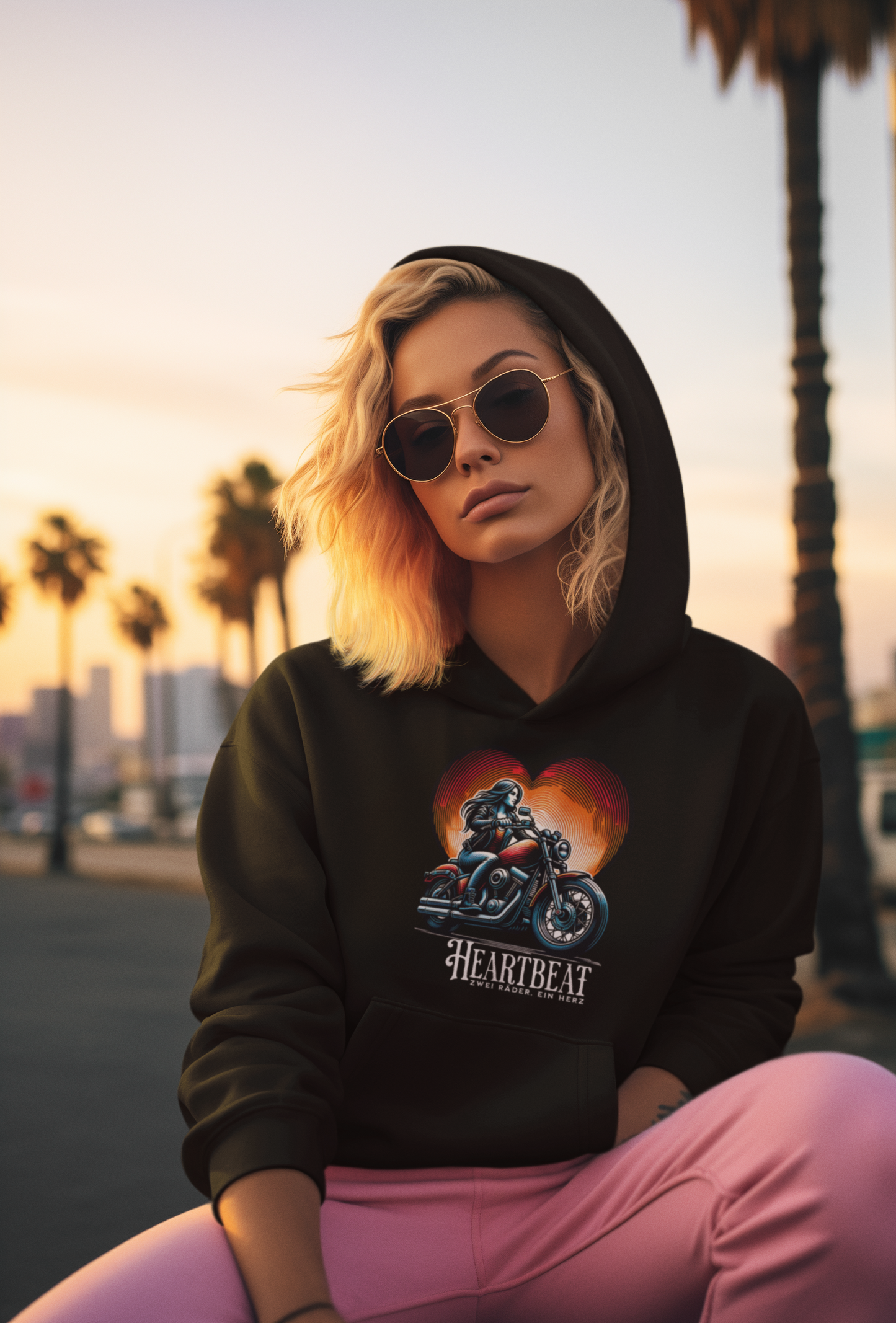 Heartbeat – Zwei Räder, Ein Herz. Cooles Design für Bikerinnen und Frauen auf dem Motorrad - Premium Unisex Hoodie