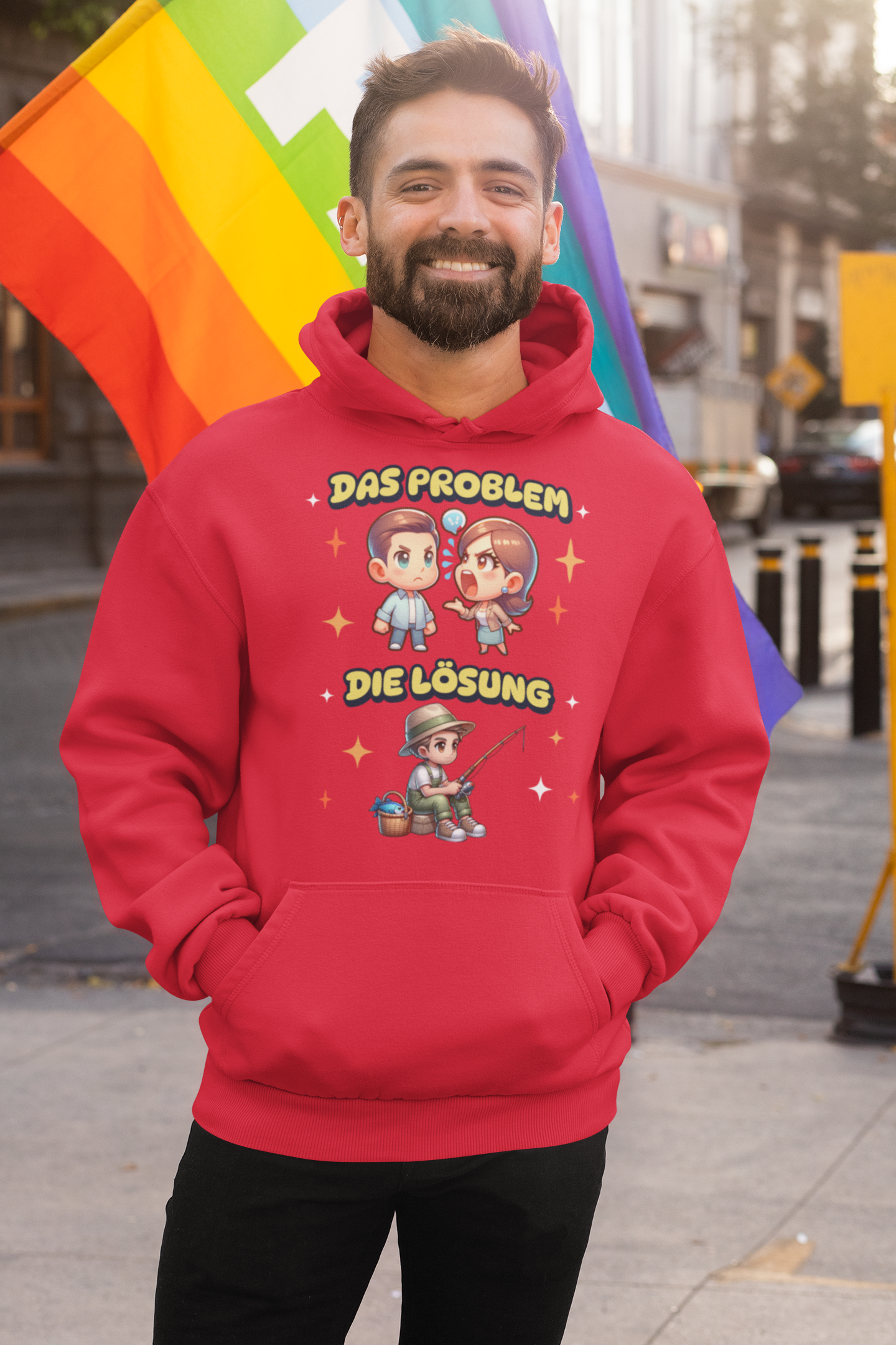 Das Problem, die Lösung - Lustiges Design für Angler -  Unisex Hoodie zum Angeln