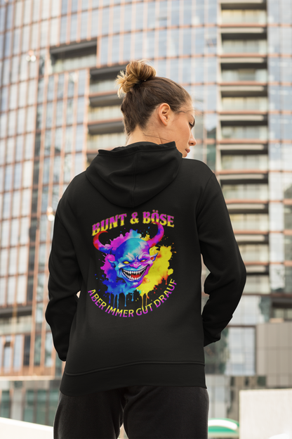 Bunt und Böse, aber immer gut drauf - Hoodie mit Teufel - Motiv