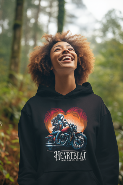 Heartbeat – Zwei Räder, Ein Herz. Cooles Design für Bikerinnen und Frauen auf dem Motorrad - Premium Unisex Hoodie