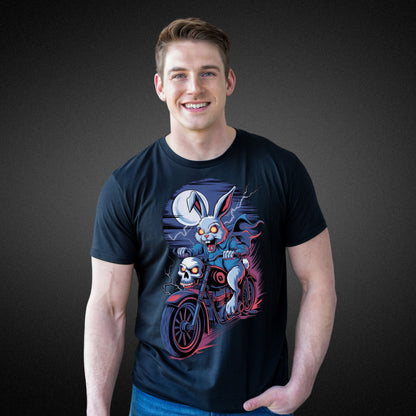 Horror Hase auf Motorrad T-Shirt – Furchteinflößendes Statement für Motorradfahrer - Premium Shirt