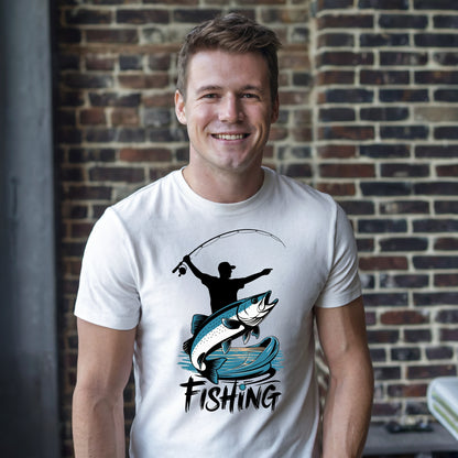 Angler T-Shirt – 'Fishing' Spruch mit stylischem Angler-Motiv für Angler auch als Geschenk für Angler - Premium Shirt