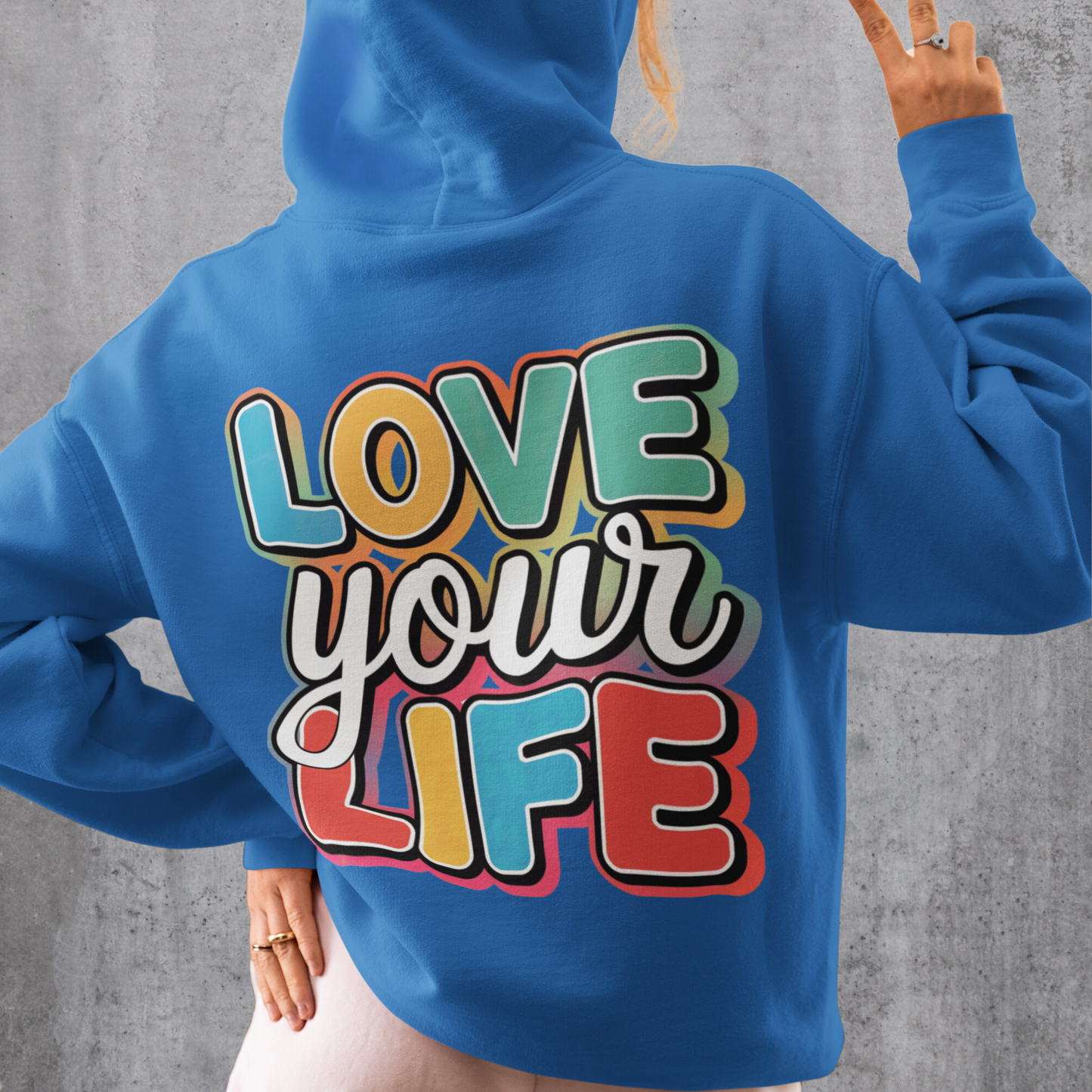 Love Your Life Hoodie mit bunten Buchstaben - Dein täglicher Begleiter für mehr Lebensfreude! - Premium Unisex Hoodie