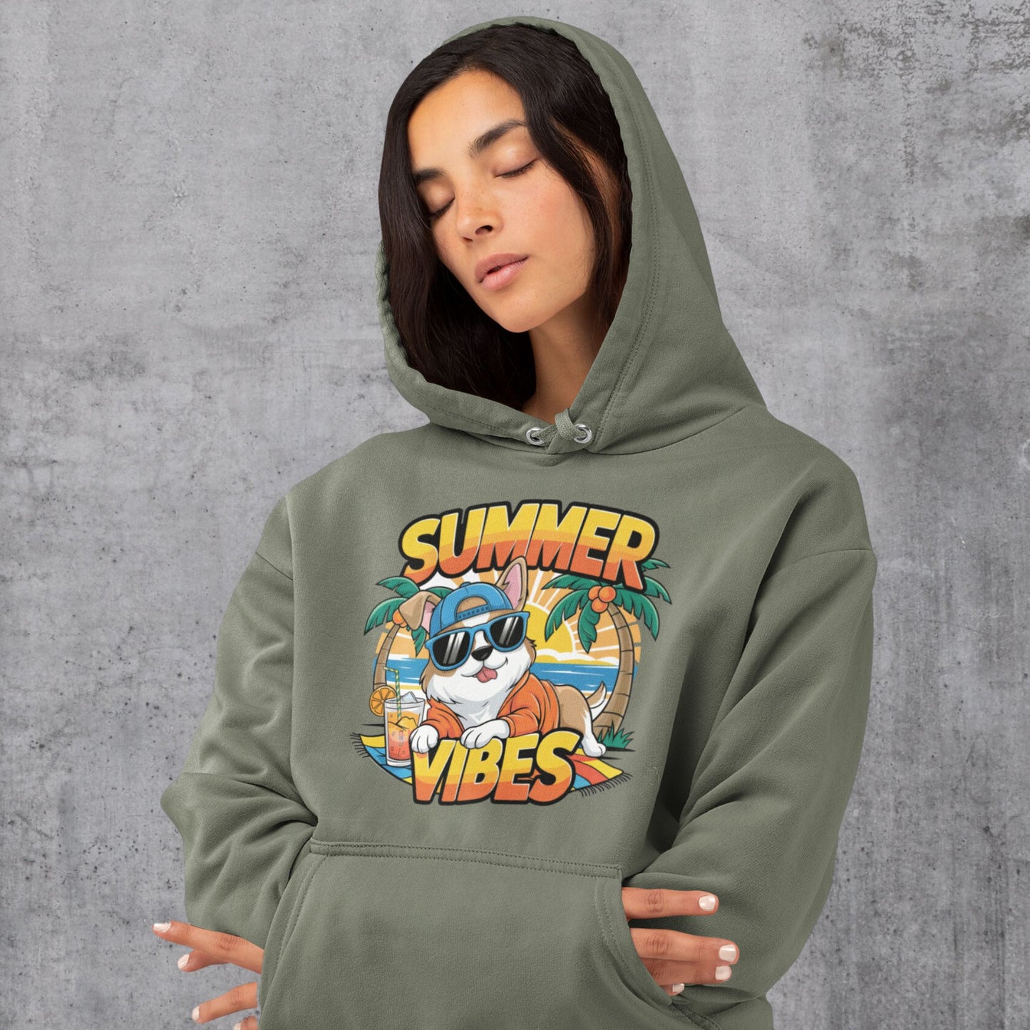 Summer Vibes - Hund entspannt am Strand - Premium Unisex Hoodie