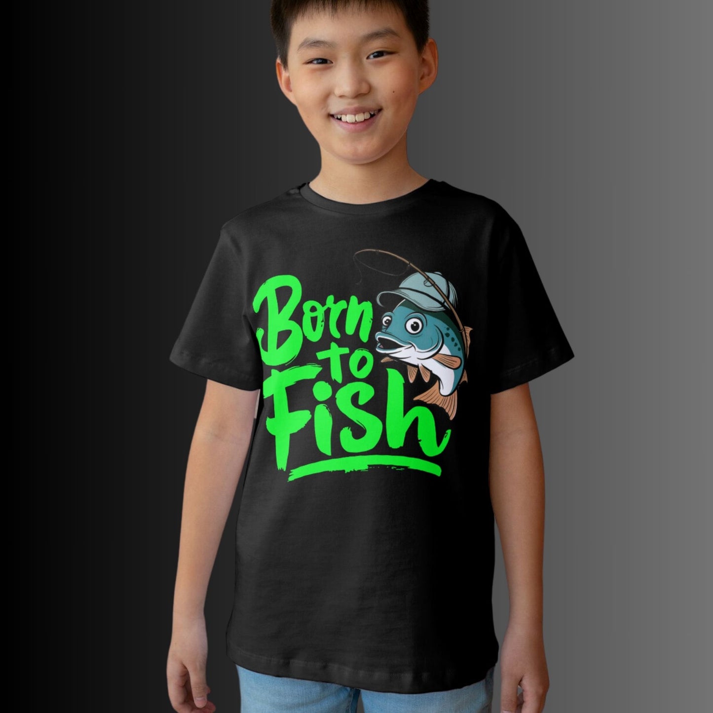 Kinder Shirt - Born to Fish: Süßes Anglermotiv für kleine Fischliebhaber - Kids Premium Shirt