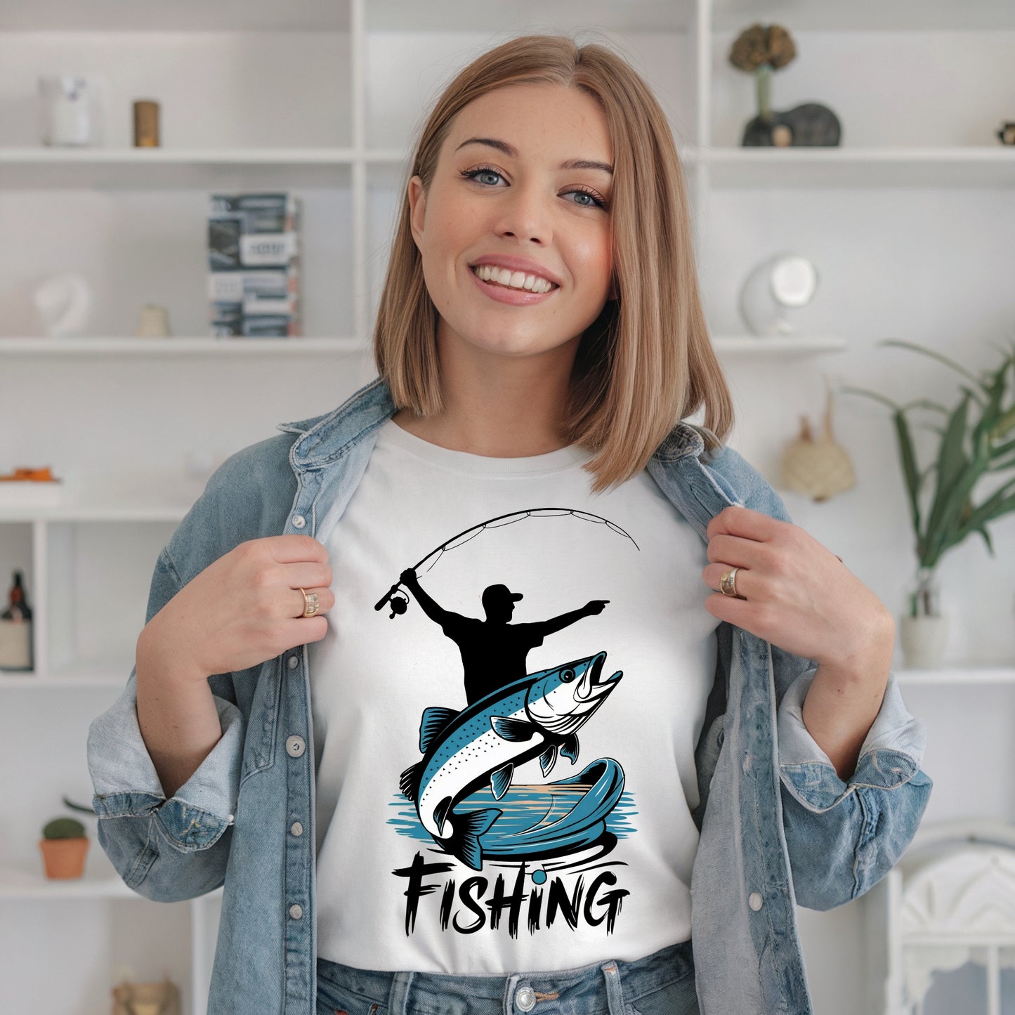 Angler T-Shirt – 'Fishing' Spruch mit stylischem Angler-Motiv für Angler auch als Geschenk für Angler - Premium Shirt