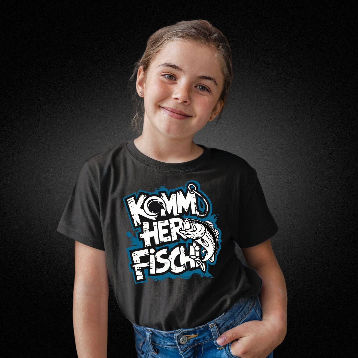 Kinder T-Shirt mit lustigem Spruch 'Komm her Fischi' - Perfekt für kleine Angler! - Kids Premium Shirt