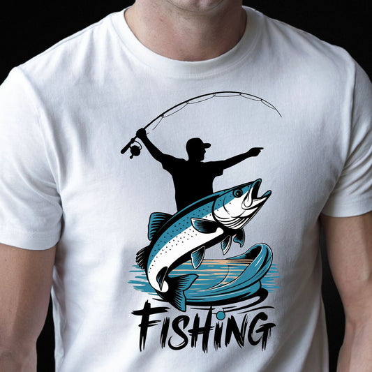 Angler T-Shirt – 'Fishing' Spruch mit stylischem Angler-Motiv für Angler auch als Geschenk für Angler - Premium Shirt