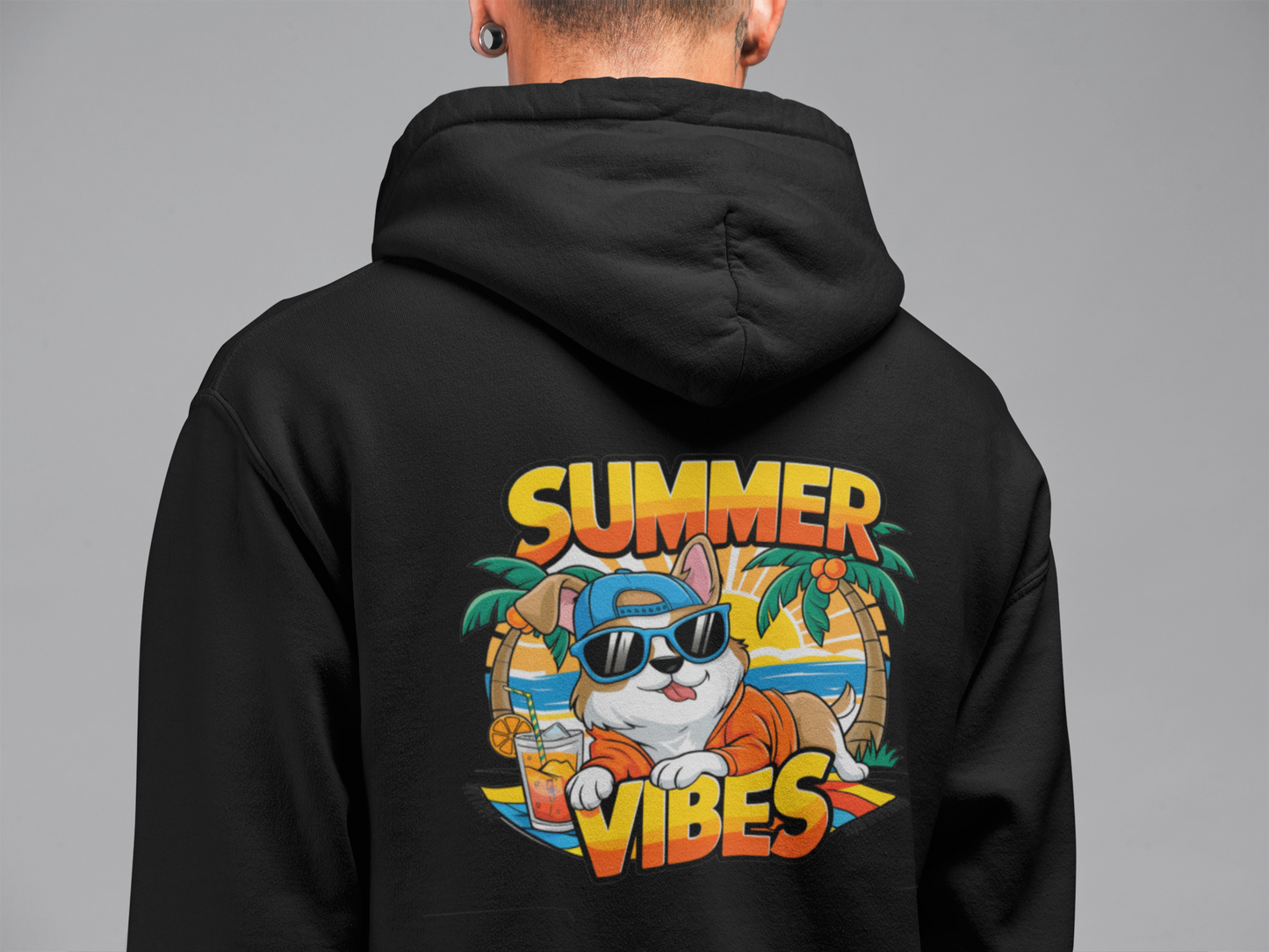 Summer Vibes - Hund entspannt am Strand - Premium Unisex Hoodie