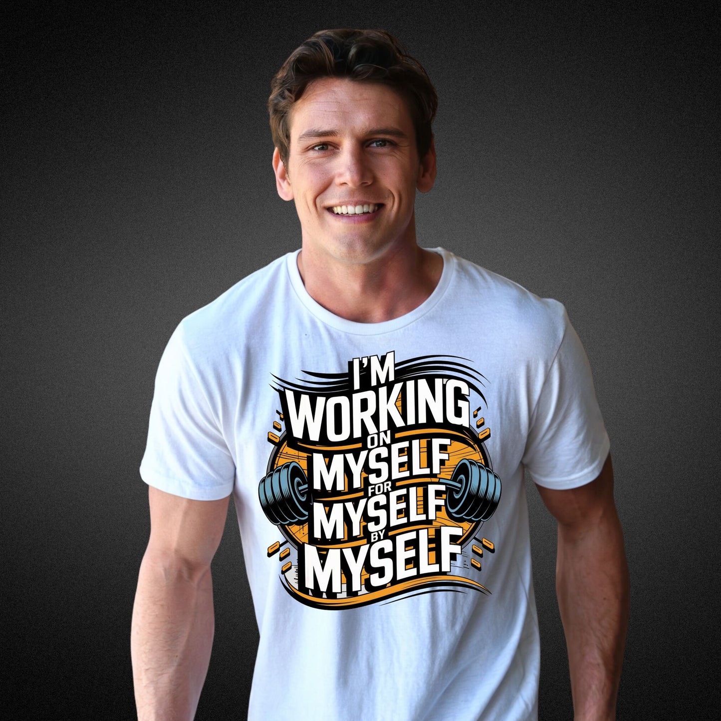 Stylisches Fitness T-Shirt mit inspirierendem Spruch - 'I’m working on myself for myself by myself' - Premium Shirt