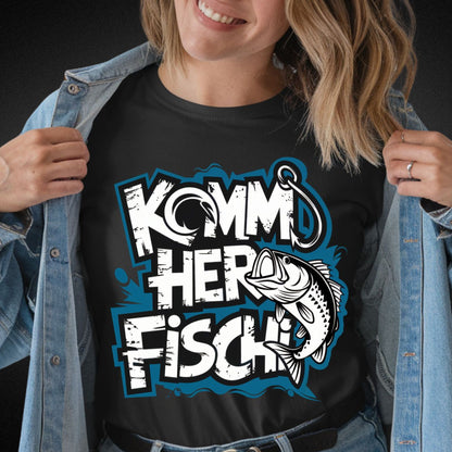 Damen Shirt mit Spruch und Fischmotiv – 'Komm her Fischi' - Ladies Premium Shirt