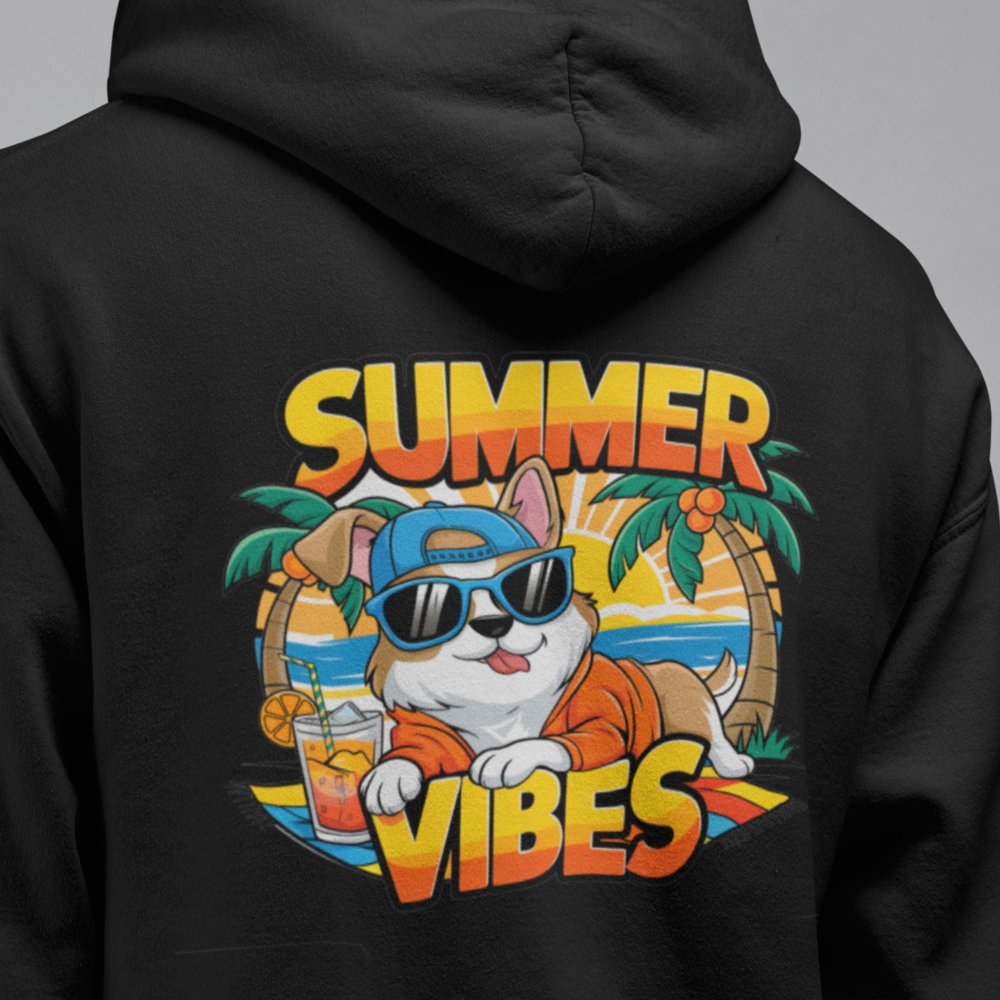 beidseitig-bedruckter-hoodie-mit-coolen-summer-vibes-hund-premium-unisex-hoodie