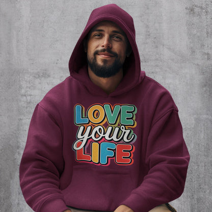 Love Your Life Hoodie mit bunten Buchstaben - Dein täglicher Begleiter für mehr Lebensfreude! - Premium Unisex Hoodie